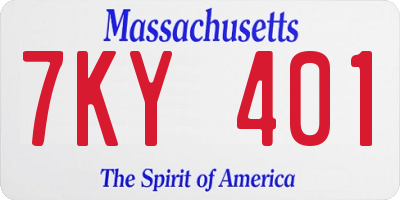 MA license plate 7KY401
