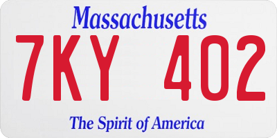 MA license plate 7KY402