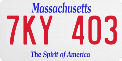 MA license plate 7KY403