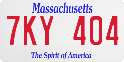 MA license plate 7KY404