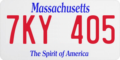 MA license plate 7KY405