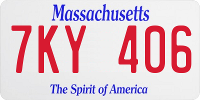 MA license plate 7KY406