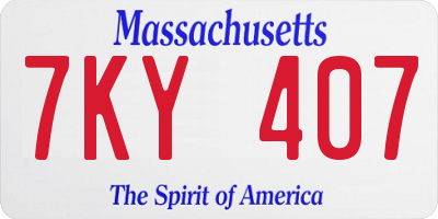 MA license plate 7KY407