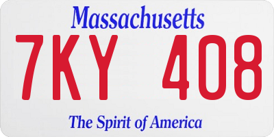 MA license plate 7KY408