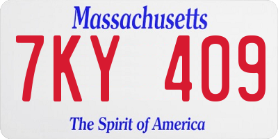 MA license plate 7KY409