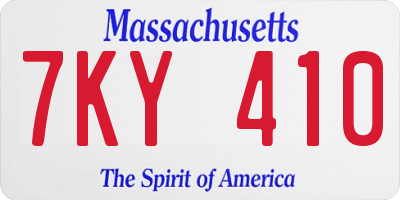 MA license plate 7KY410