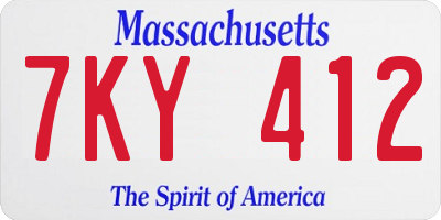 MA license plate 7KY412