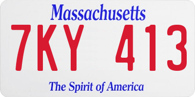 MA license plate 7KY413