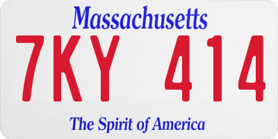 MA license plate 7KY414