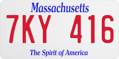 MA license plate 7KY416