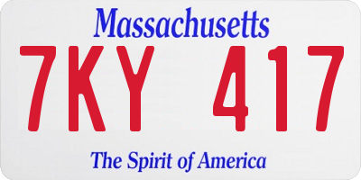 MA license plate 7KY417