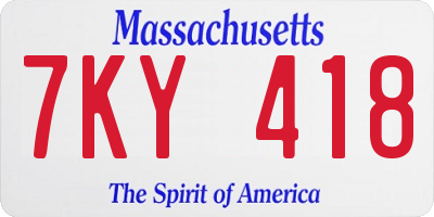MA license plate 7KY418