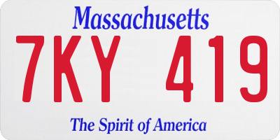 MA license plate 7KY419