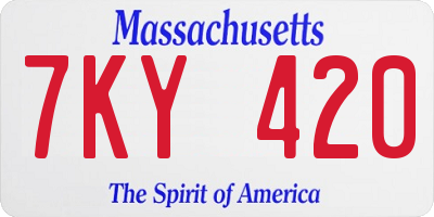 MA license plate 7KY420