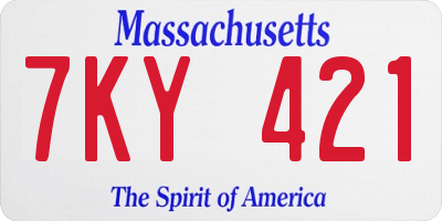 MA license plate 7KY421