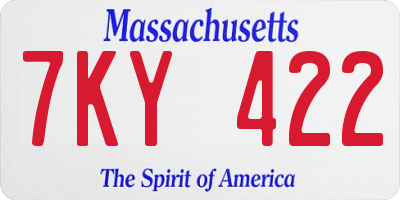 MA license plate 7KY422