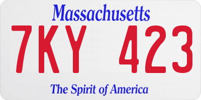 MA license plate 7KY423