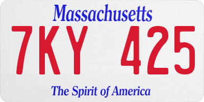 MA license plate 7KY425