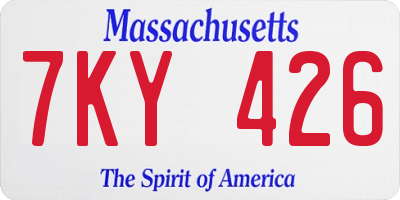 MA license plate 7KY426