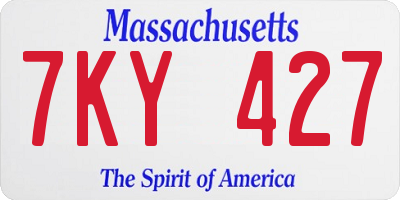 MA license plate 7KY427
