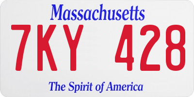 MA license plate 7KY428