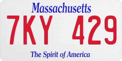 MA license plate 7KY429