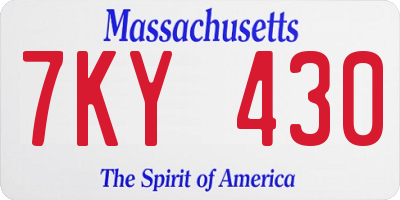 MA license plate 7KY430