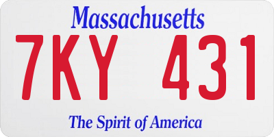 MA license plate 7KY431