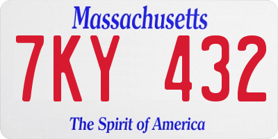 MA license plate 7KY432