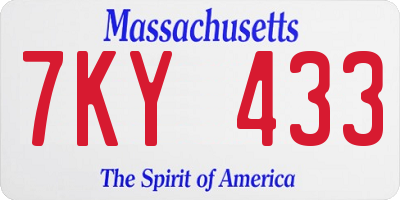 MA license plate 7KY433