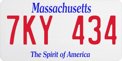 MA license plate 7KY434