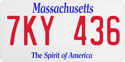 MA license plate 7KY436