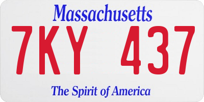 MA license plate 7KY437
