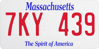 MA license plate 7KY439