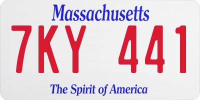 MA license plate 7KY441