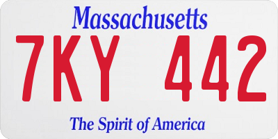 MA license plate 7KY442