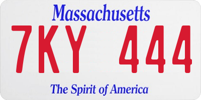 MA license plate 7KY444