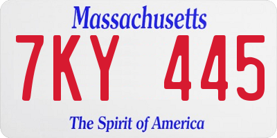 MA license plate 7KY445