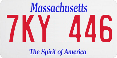 MA license plate 7KY446