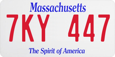 MA license plate 7KY447