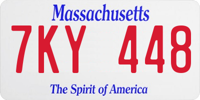 MA license plate 7KY448