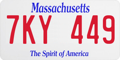MA license plate 7KY449