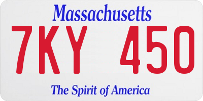 MA license plate 7KY450