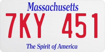 MA license plate 7KY451