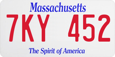 MA license plate 7KY452