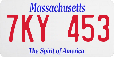 MA license plate 7KY453