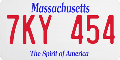 MA license plate 7KY454