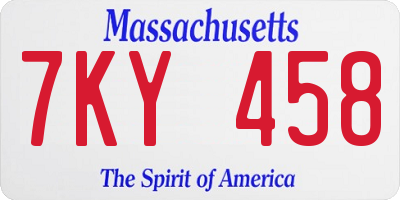 MA license plate 7KY458