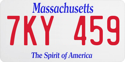 MA license plate 7KY459