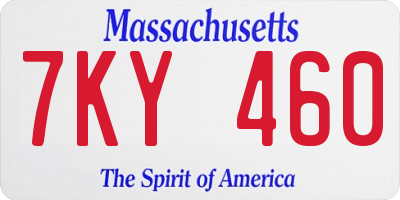MA license plate 7KY460